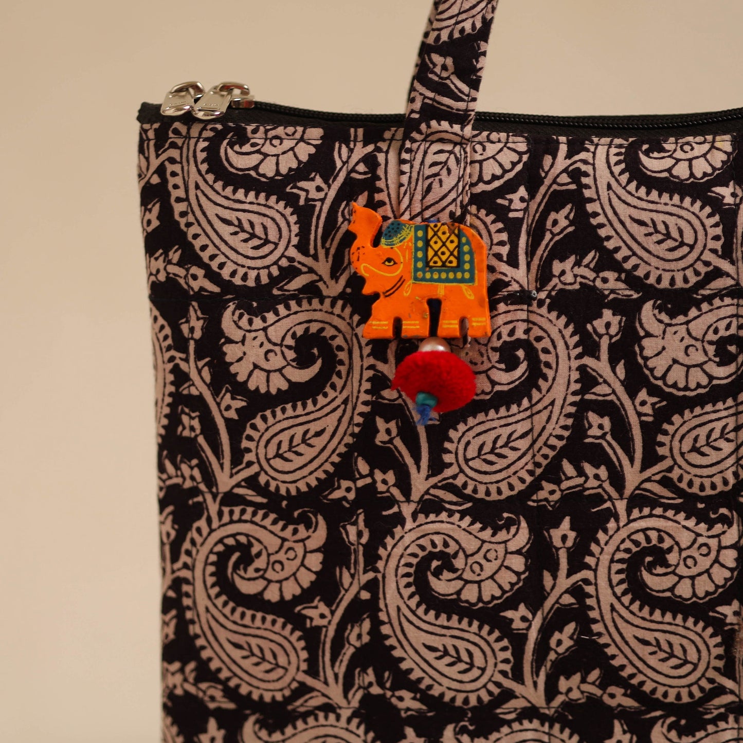  Black Handcrafted Quilted Cotton Hand Bag