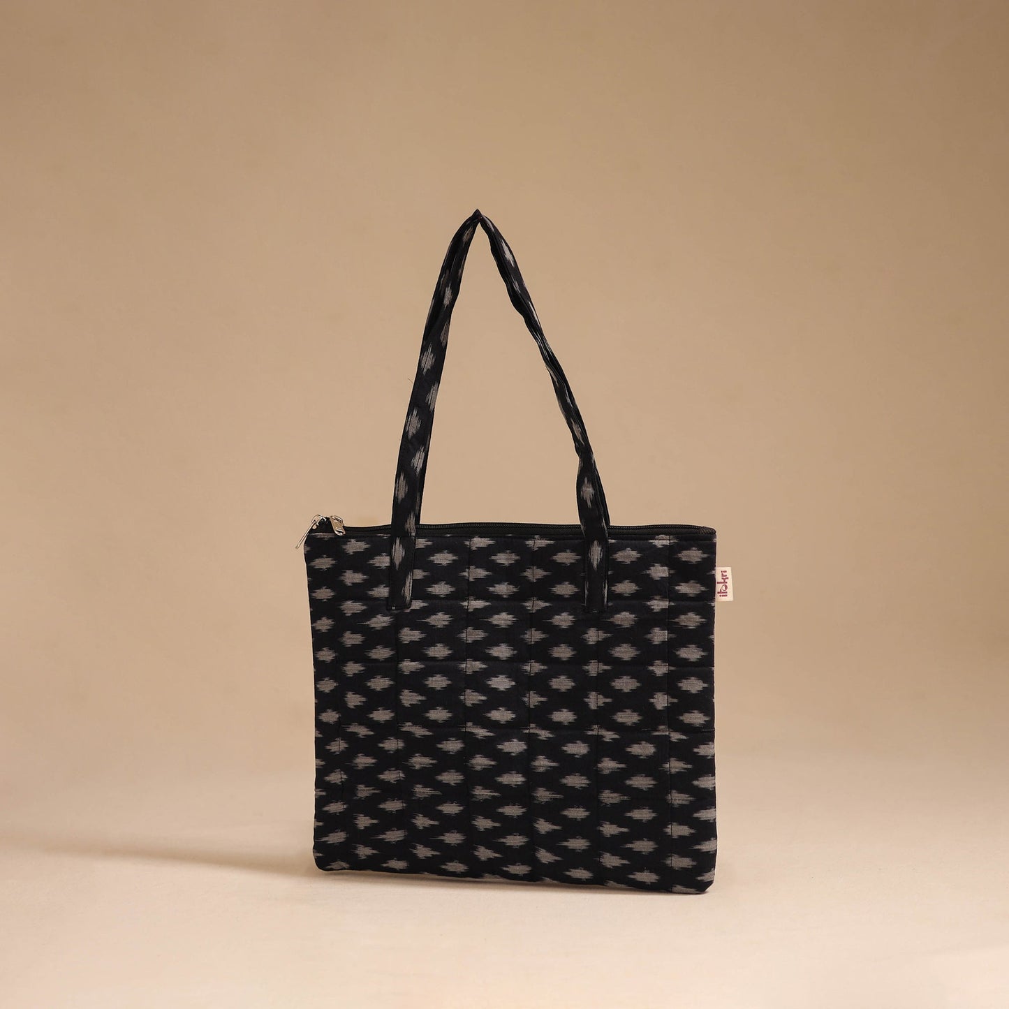 Black - handcrafted quilted cotton handbag 19