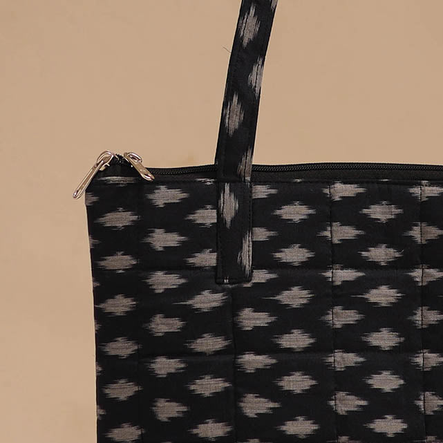 Black - handcrafted quilted cotton handbag 19