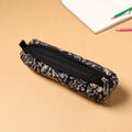Black Handcrafted Quilted Cotton Pencil Pouch