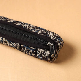 Black Handcrafted Quilted Cotton Pencil Pouch