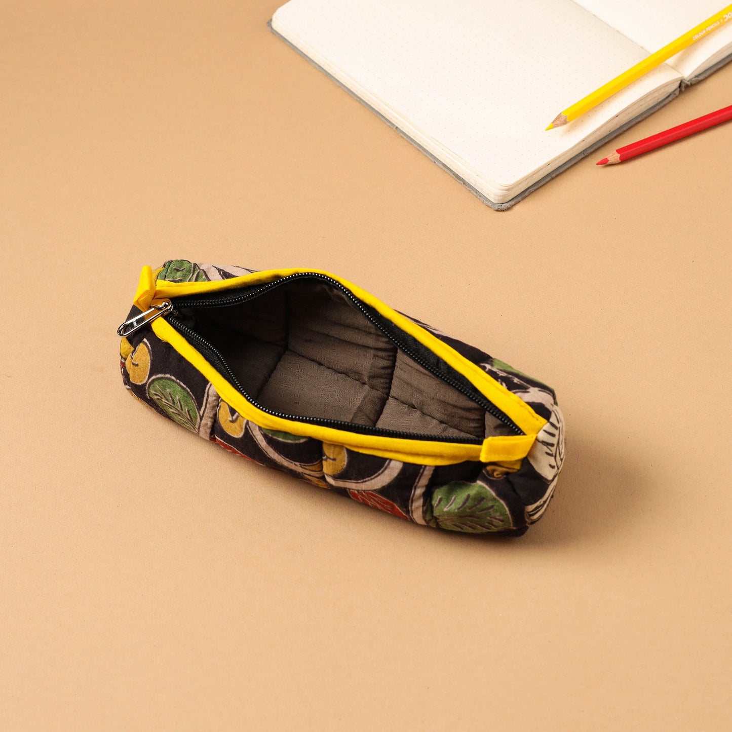  Black Handcrafted Quilted Cotton Pencil Pouch