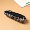Black Handcrafted Quilted Cotton Pencil Pouch