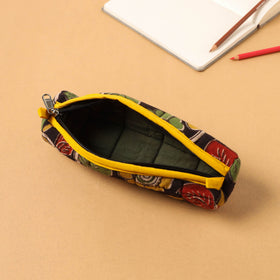 Black Handcrafted Quilted Cotton Pencil Pouch 
