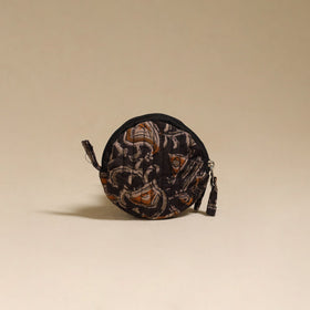 Black - handcrafted quilted kalamkari block printed fabric