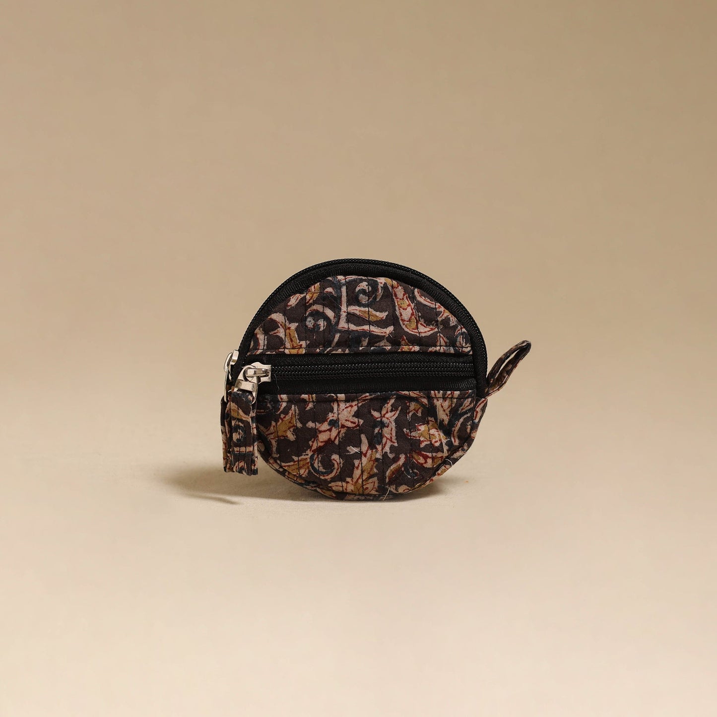 Black - handcrafted quilted kalamkari block printed fabric