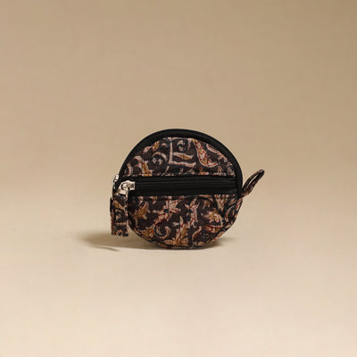 Black - handcrafted quilted kalamkari block printed fabric