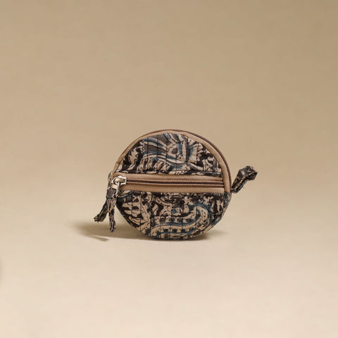 Black - handcrafted quilted kalamkari block printed fabric