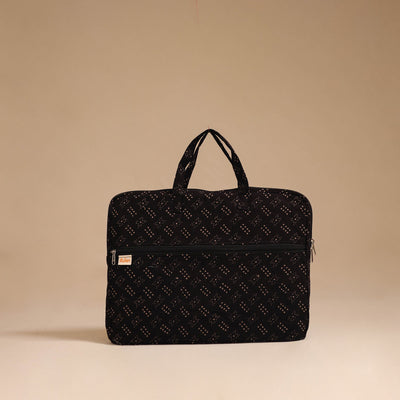 Black - handcrafted cotton quilted laptop bag 41