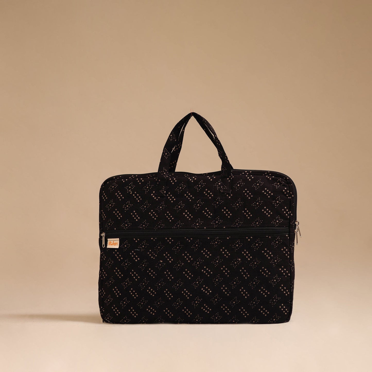 Black - handcrafted cotton quilted laptop bag 41