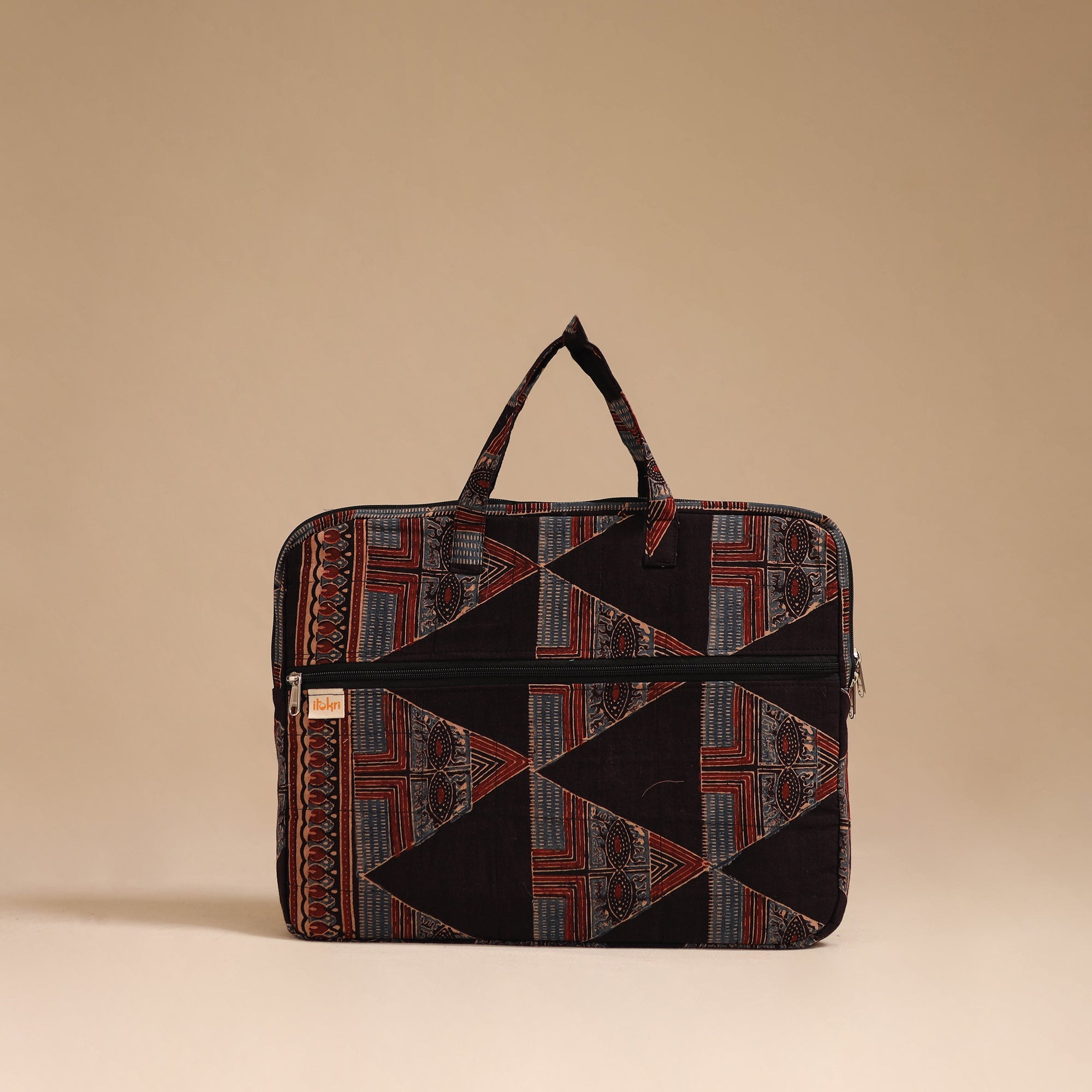 Black Handcrafted Quilted Laptop Bag