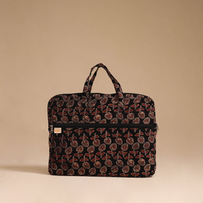 Black - handcrafted cotton quilted laptop bag 45