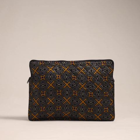  Black Handcrafted Quilted Laptop Sleeve (11 x 16 in)
