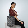 Black - Handcrafted Quilted Sanganeri Block Printed Shoulder Bag