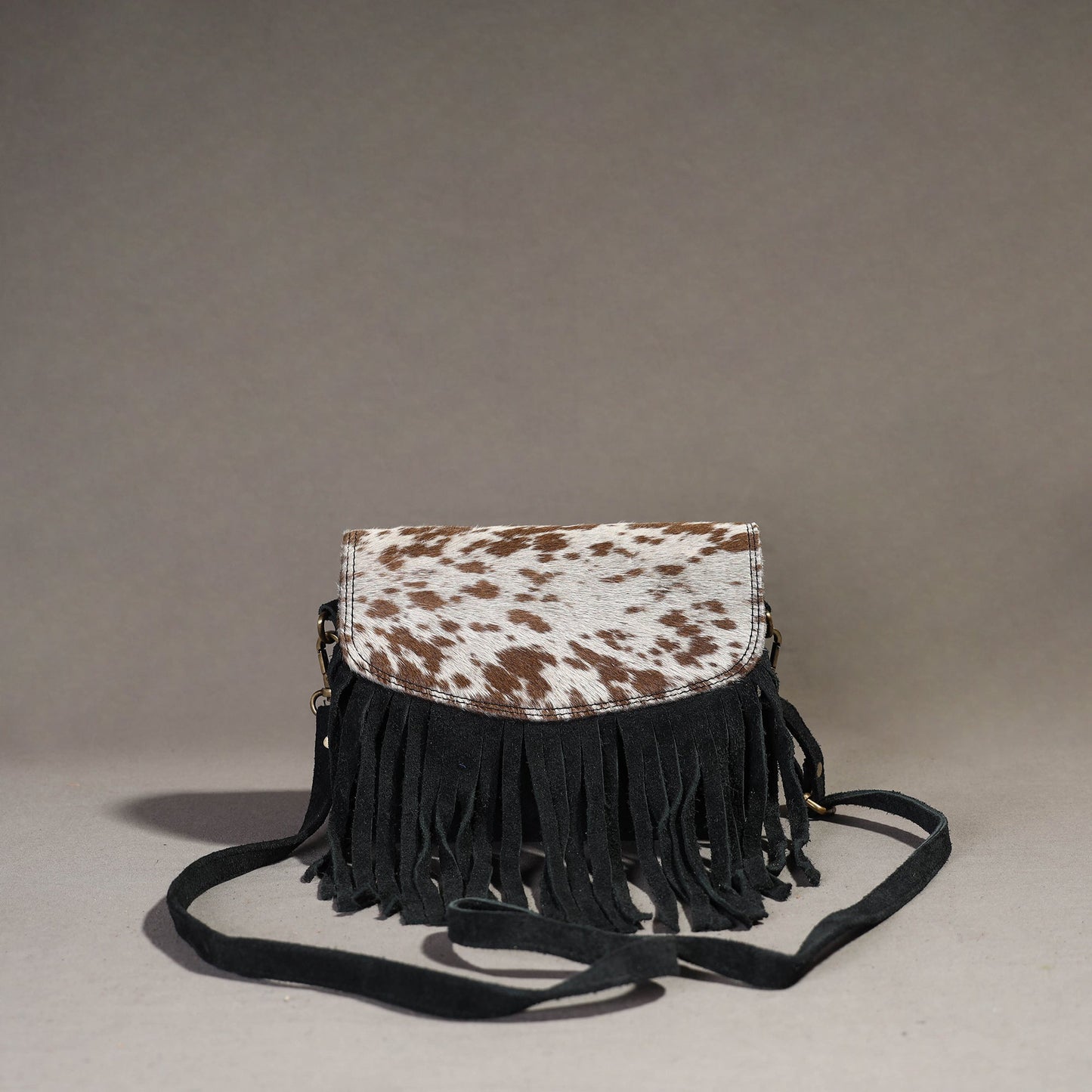  Handcrafted Suede Leather Fringe Sling Bag 