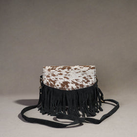  Handcrafted Suede Leather Fringe Sling Bag 
