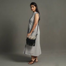  Handcrafted Suede Leather Fringe Sling Bag 