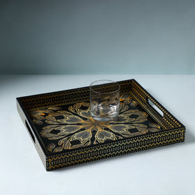  Black Handcrafted Wooden Epoxy Resin Tray 