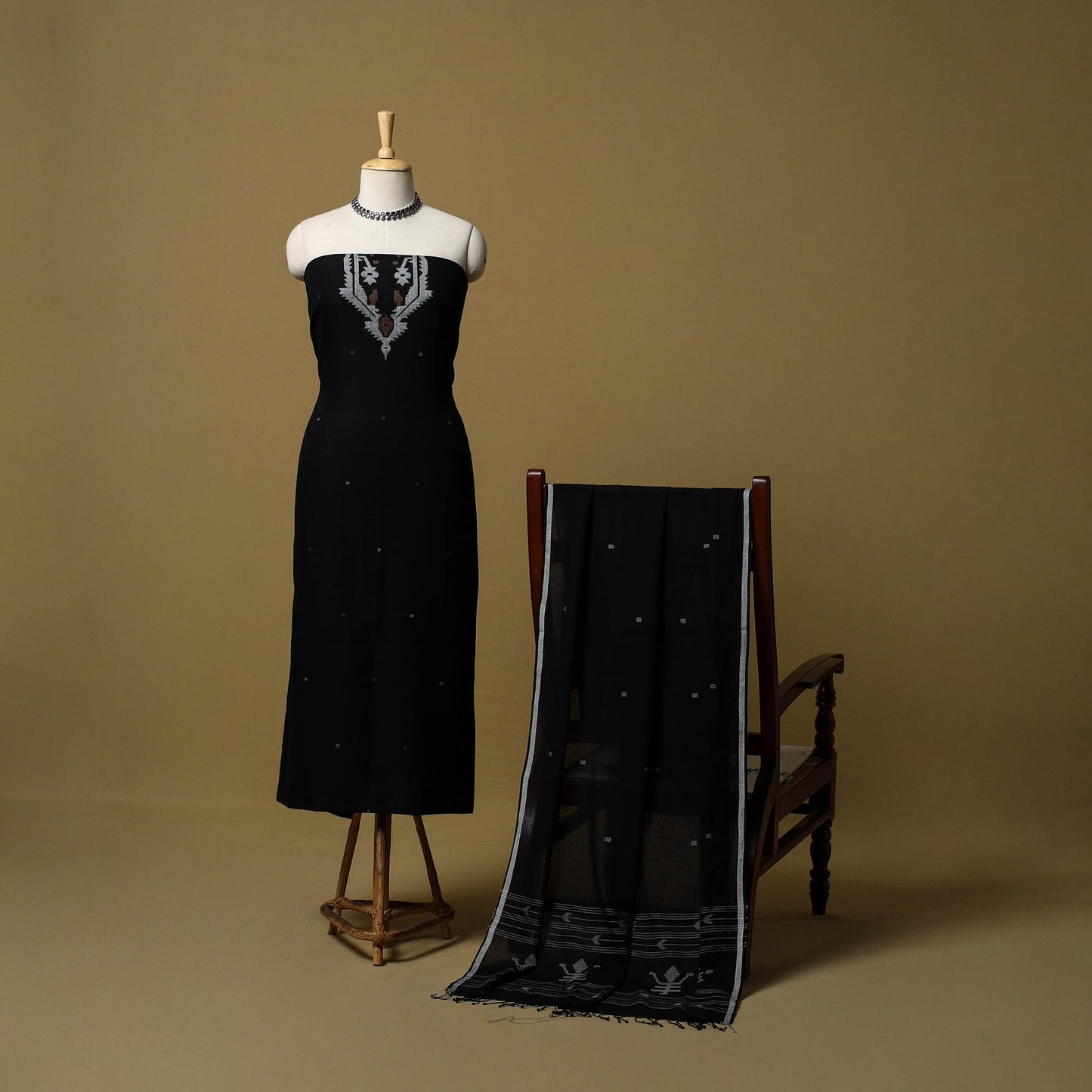 Handloom bengal jamdani cotton 2pc unstitched dress