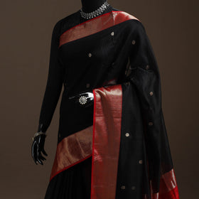 Black - handloom buti maheshwari saree with zari border 39