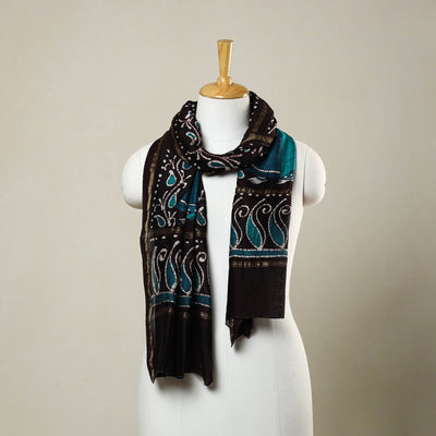 Black - handloom chanderi silk hand batik stole 04