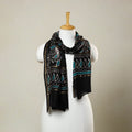 Buy Black Handloom Chanderi Silk Hand Batik Print Stole