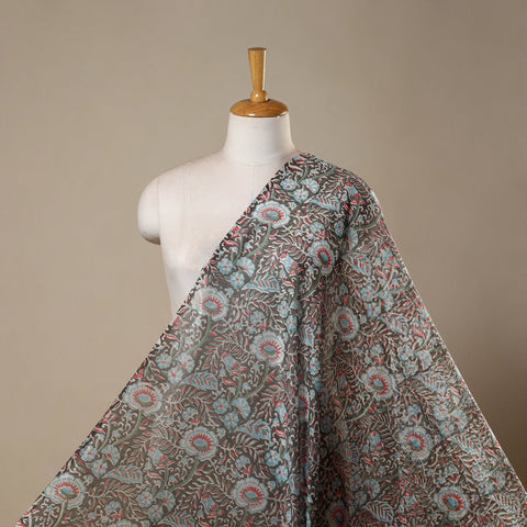 Handloom chanderi silk hand sanganeri fabric 03