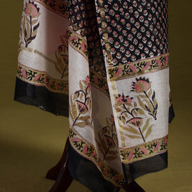 Black - handloom chanderi silk hand sanganeri dupatta 26