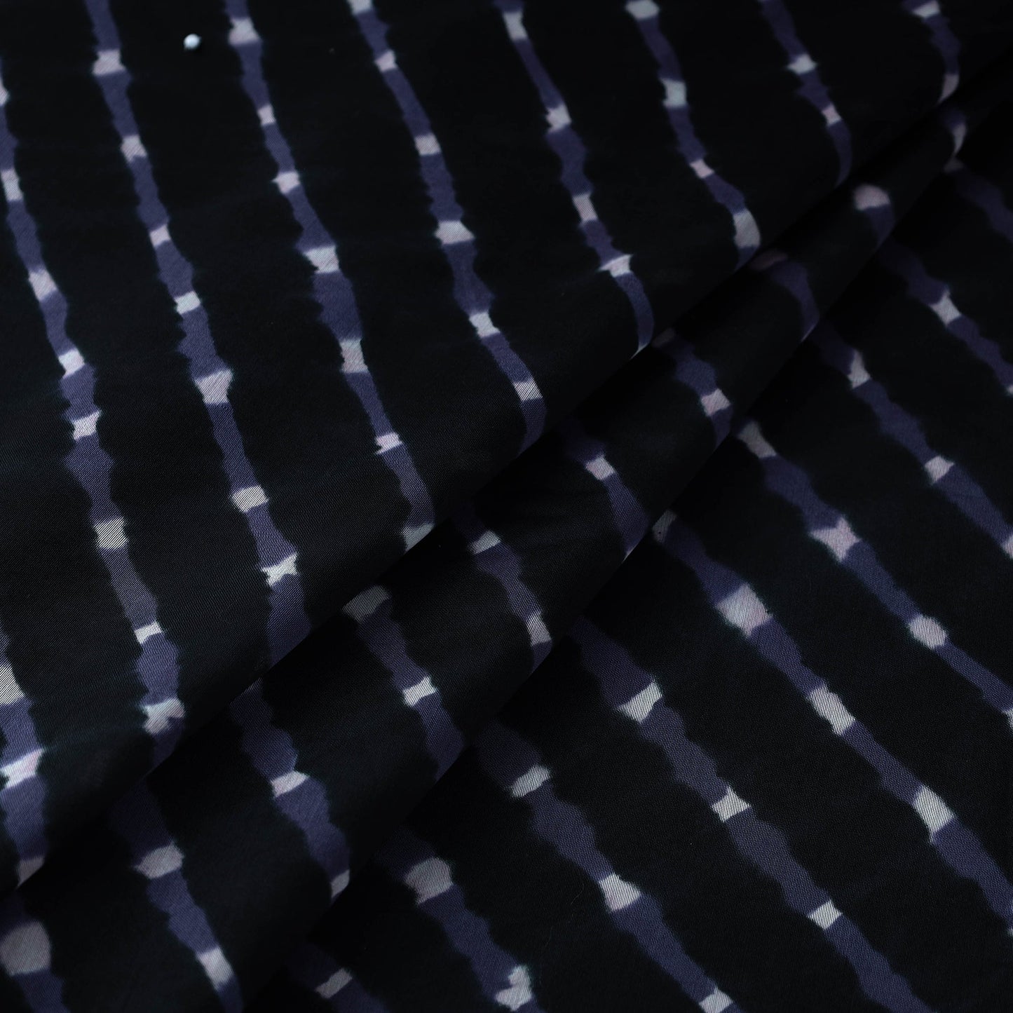 Black Handloom Chanderi Silk Mothra Tie-Dye Leheriya Fabric