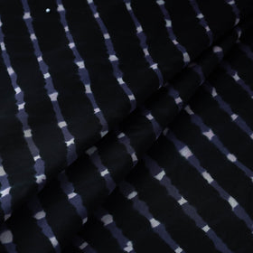 Black Handloom Chanderi Silk Mothra Tie-Dye Leheriya Fabric