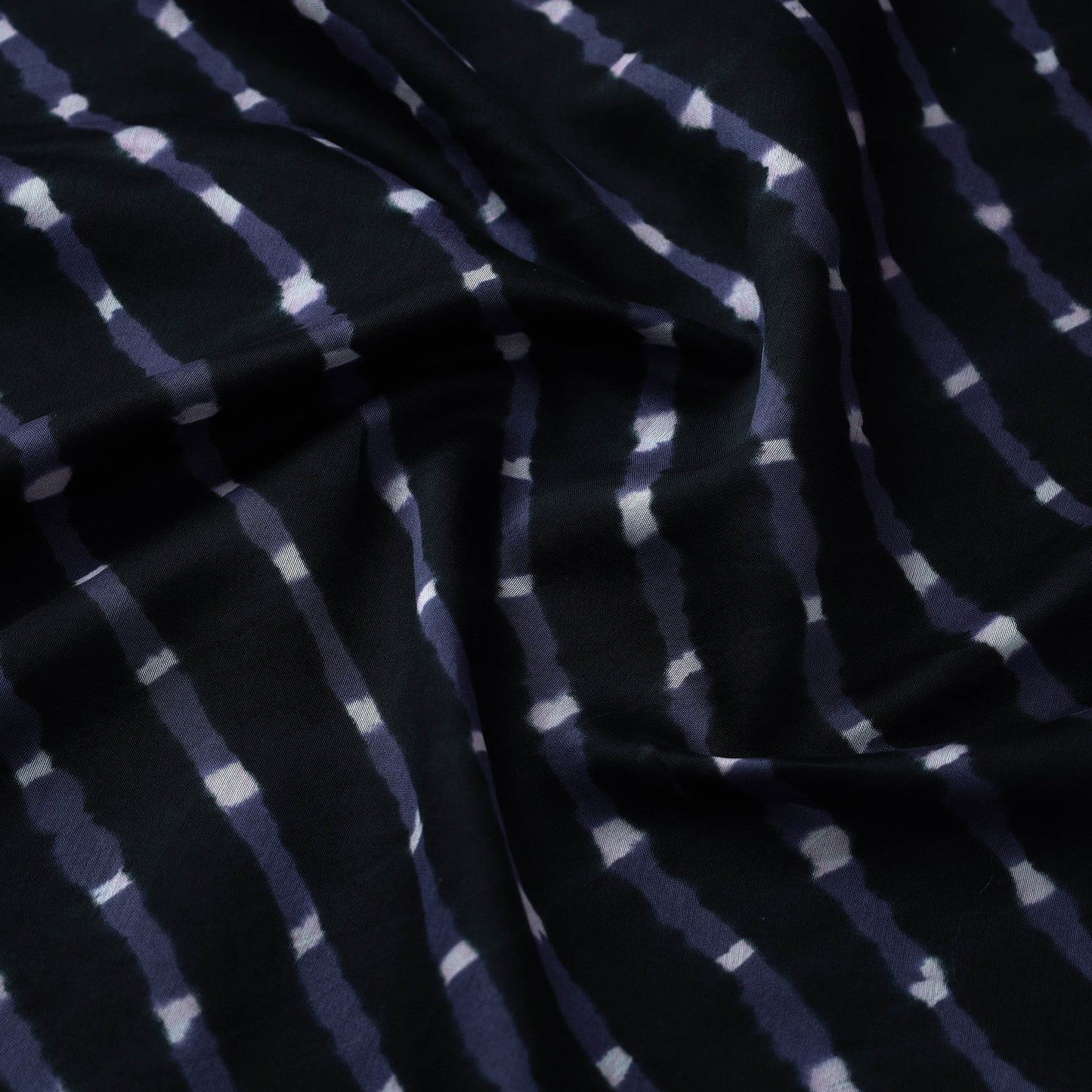 Black Handloom Chanderi Silk Mothra Tie-Dye Leheriya Fabric