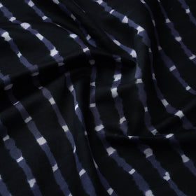Black Handloom Chanderi Silk Mothra Tie-Dye Leheriya Fabric
