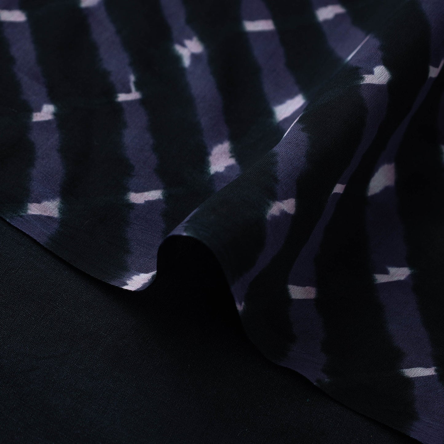 Black Handloom Chanderi Silk Mothra Tie-Dye Leheriya Fabric