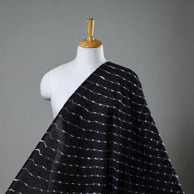 Black Handloom Chanderi Silk Mothra Tie-Dye Leheriya Fabric