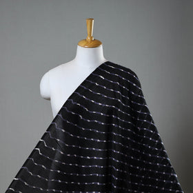 Black Handloom Chanderi Silk Mothra Tie-Dye Leheriya Fabric