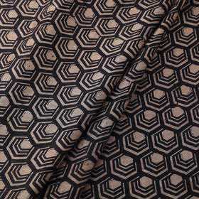 Black Block Print Chanderi Silk Natural Dyed Ajrakh Fabric