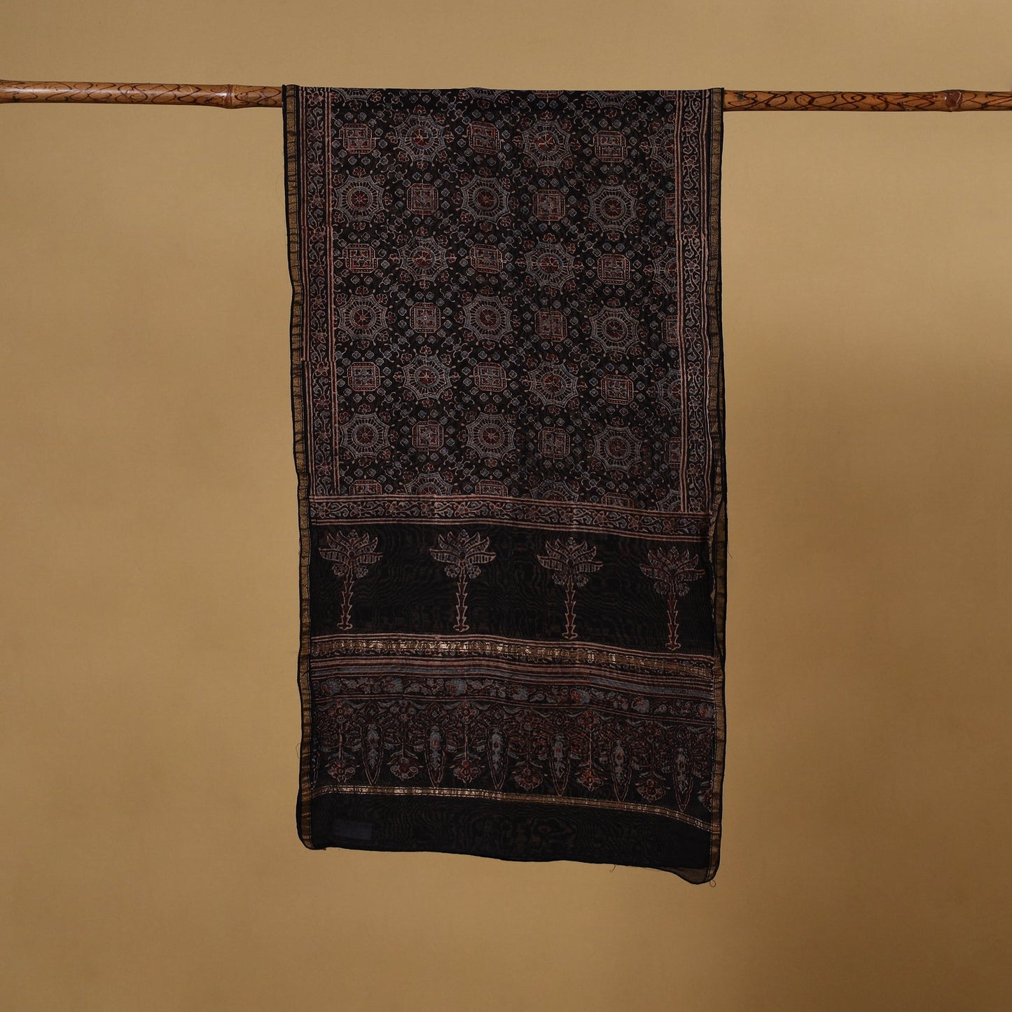 Handloom chanderi silk natural dyed stole 08 - handcrafted