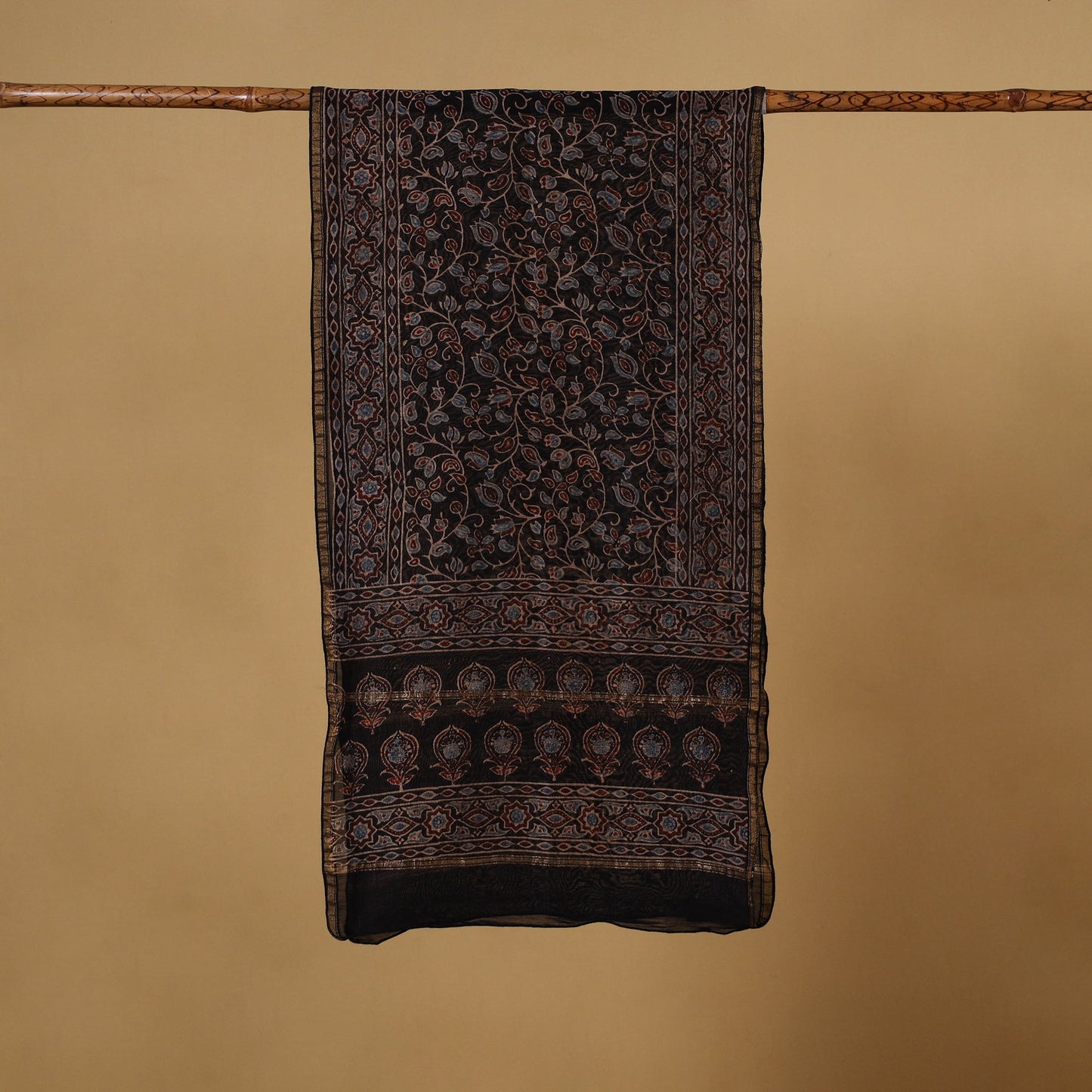 Handloom chanderi silk natural dyed stole 12 - handcrafted