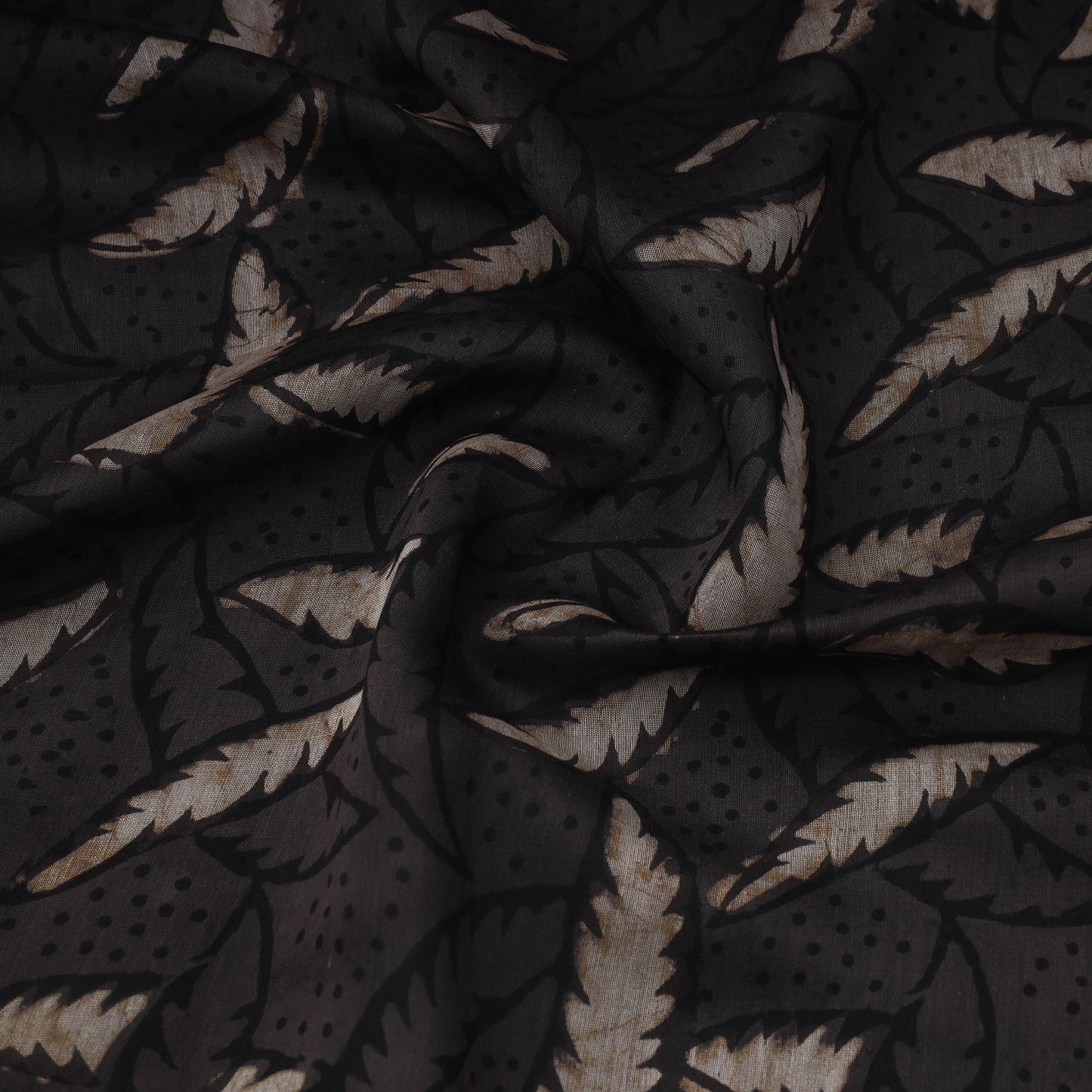Black - handloom chanderi silk pipad fabric 02 - handcrafted