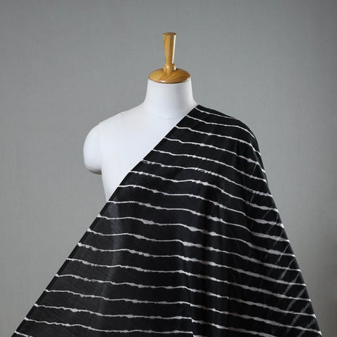 Buy Black Handloom Chanderi Silk Tie-Dye Leheriya Fabric