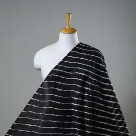 Buy Black Handloom Chanderi Silk Tie-Dye Leheriya Fabric