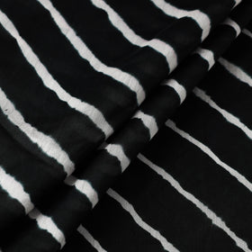 Buy Black Handloom Chanderi Silk Tie-Dye Leheriya Fabric