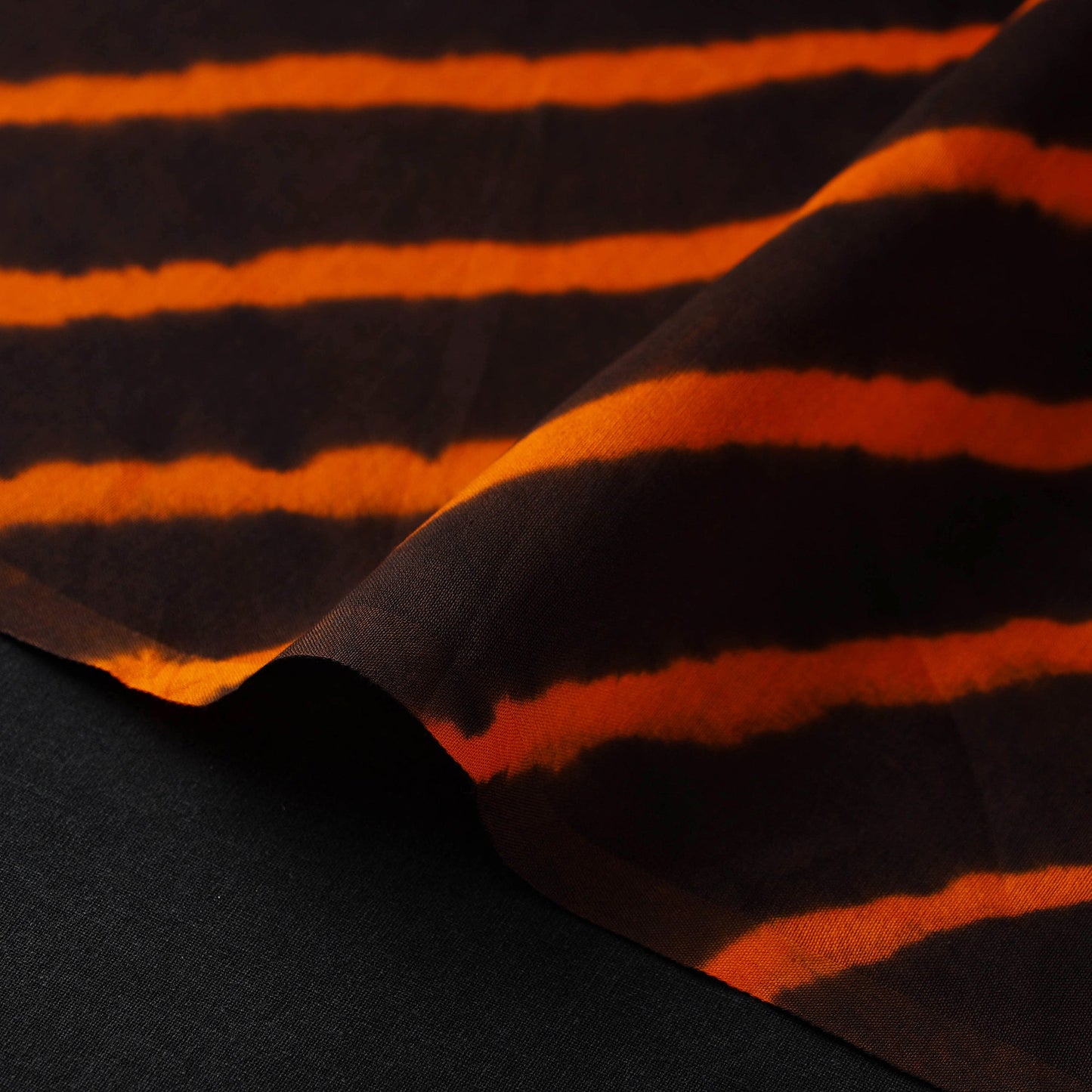 Black Handloom Chanderi Silk Tie-Dye Leheriya Fabric