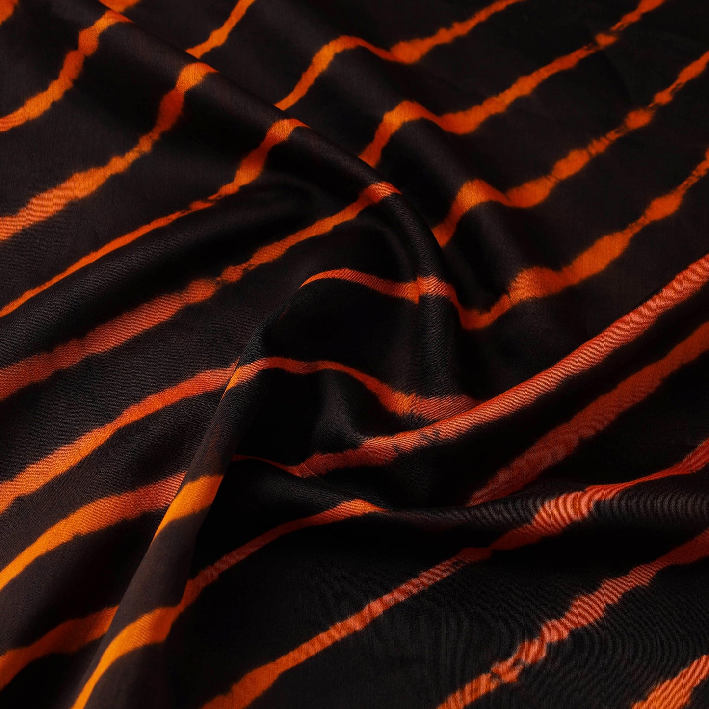 Black Handloom Chanderi Silk Tie-Dye Leheriya Fabric