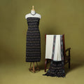 Black - handloom cotton 3pc pochampally ikat dress material