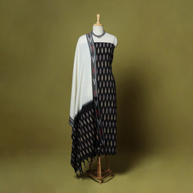 Black - handloom cotton 3pc pochampally ikat dress material
