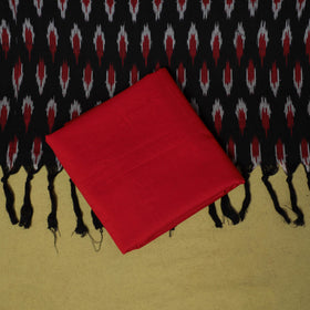 Black - handloom cotton 3pc pochampally ikat dress material
