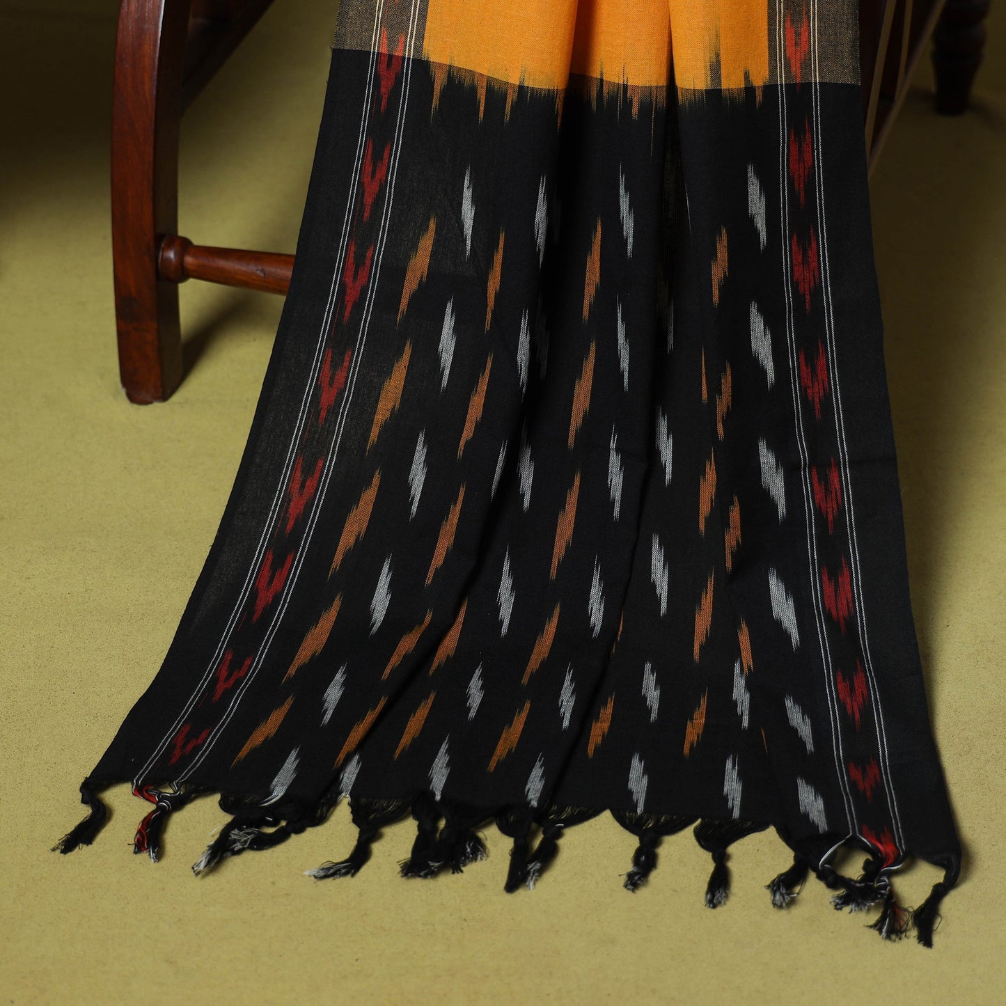 Black - handloom cotton 3pc pochampally ikat dress material