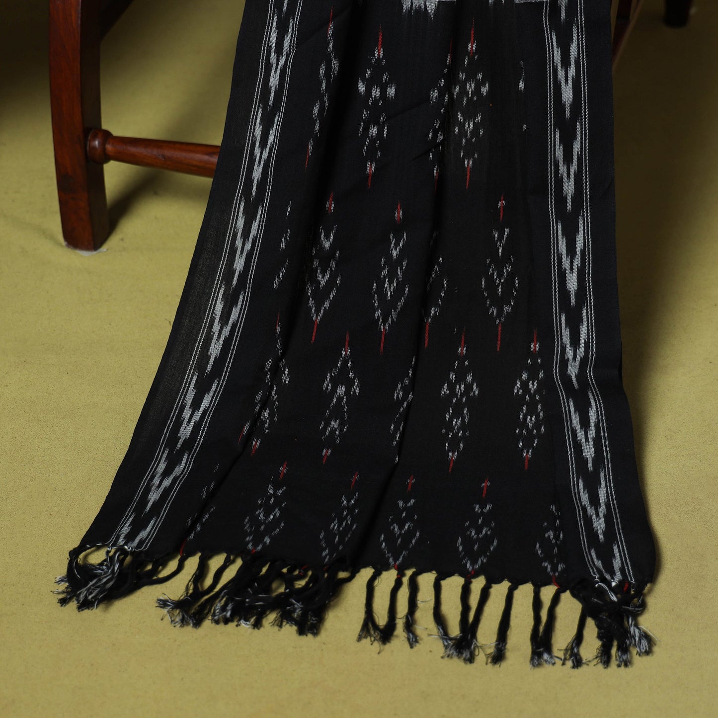 Black - handloom cotton 3pc pochampally ikat dress material