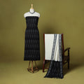 Black - handloom cotton 3pc pochampally ikat dress material